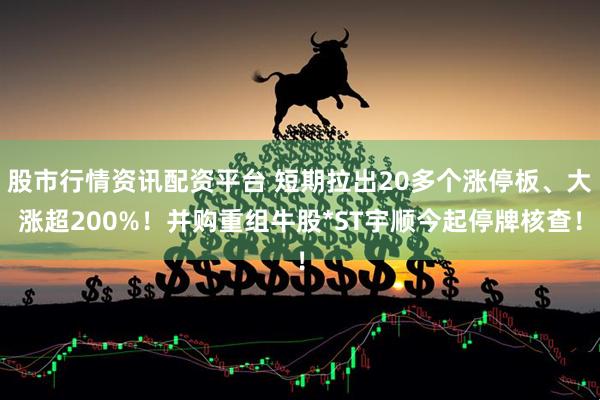股市行情资讯配资平台 短期拉出20多个涨停板、大涨超200%！并购重组牛股*ST宇顺今起停牌核查！