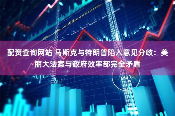 配资查询网站 马斯克与特朗普陷入意见分歧：美丽大法案与政府效率部完全矛盾